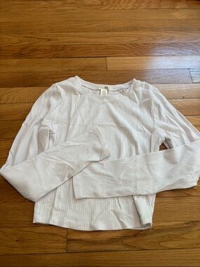 Bozzolo Ribbed Long Sleeve Top in Off-White